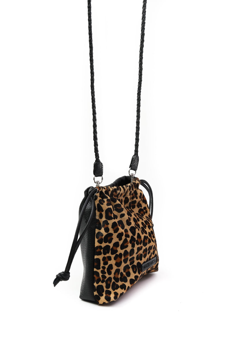 Cartera Clara <br/> Pelo Leopardo con Negro