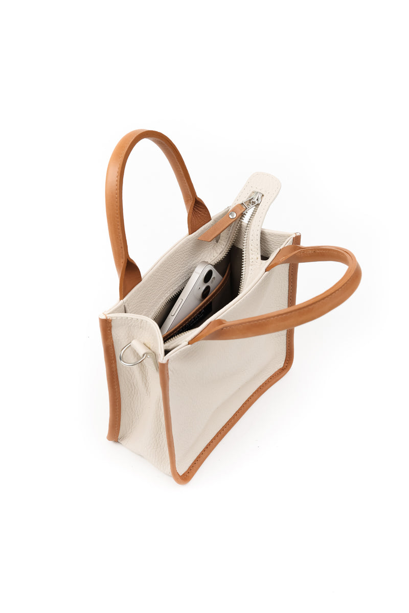 Cartera Jacinta <br/> Marfil con Camel