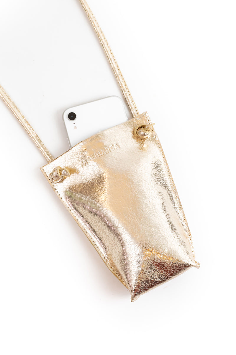 Porta celular NUEVO Sofía <br/> dorado champaña craque