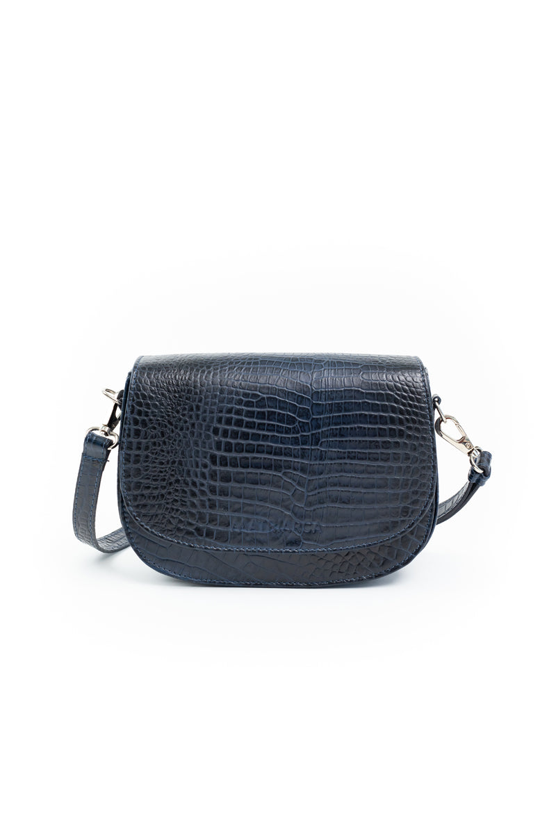Cartera Amanda <br/> croco azul marino