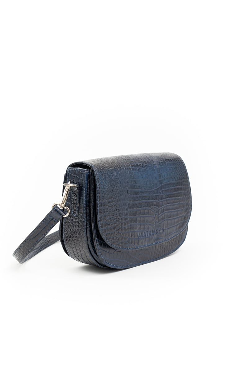 Cartera Amanda <br/> croco azul marino