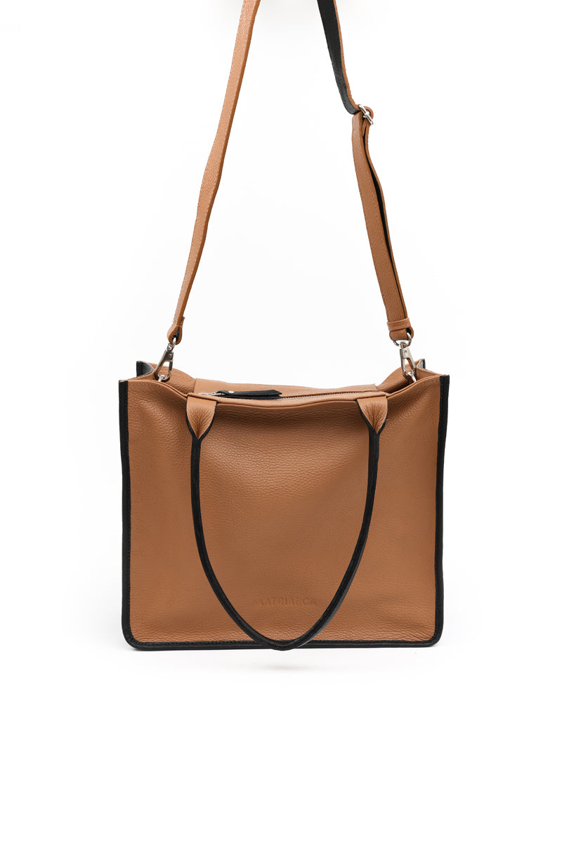 Cartera Bruna Bicolor <br/> Camel con Negro