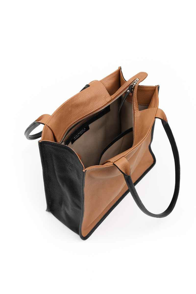 Cartera Bruna Bicolor <br/> Camel con Negro