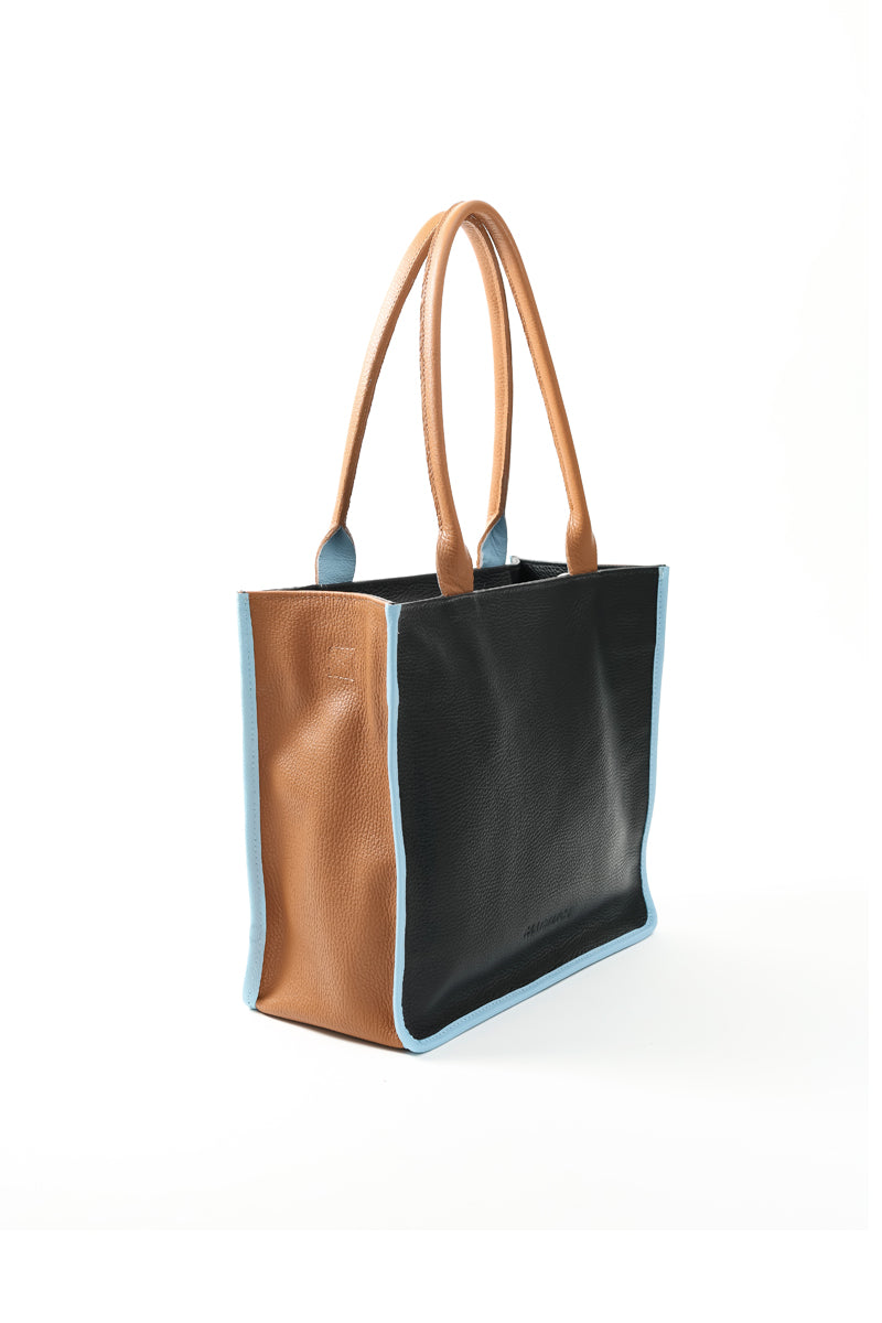 Cartera Bruna Tricolor <br/> Negra · camel · celeste