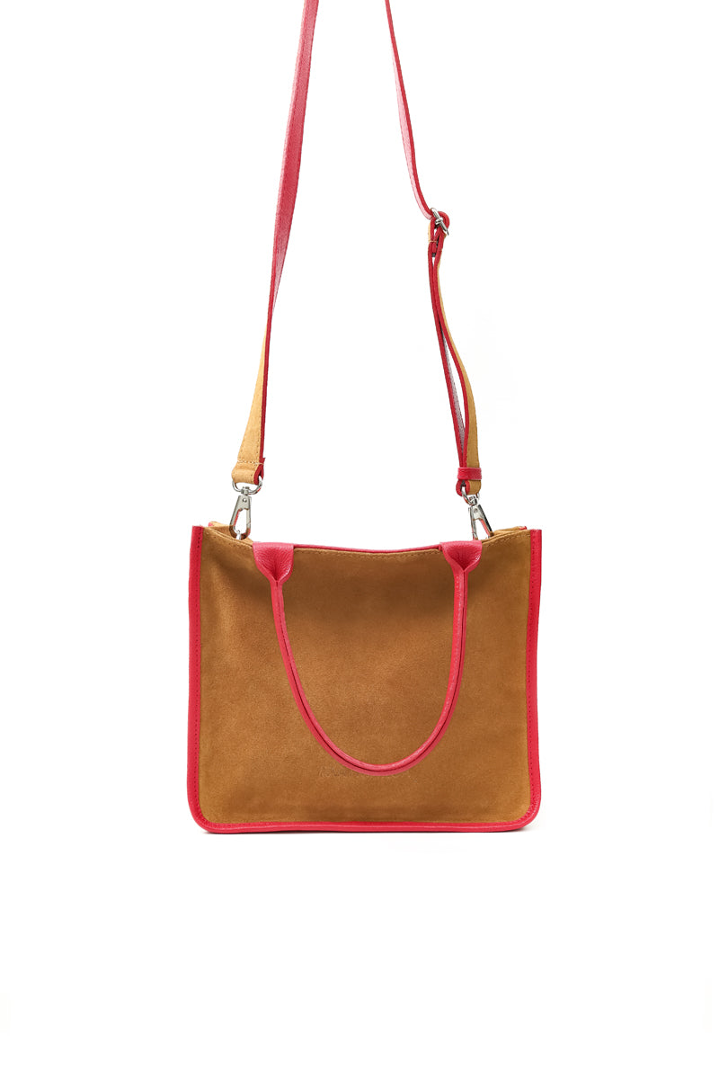 Cartera Teresa <br/> Camel con rojo