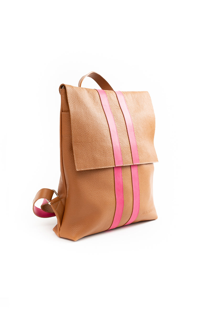 Mochila Simone <br/> Camel con fucsia