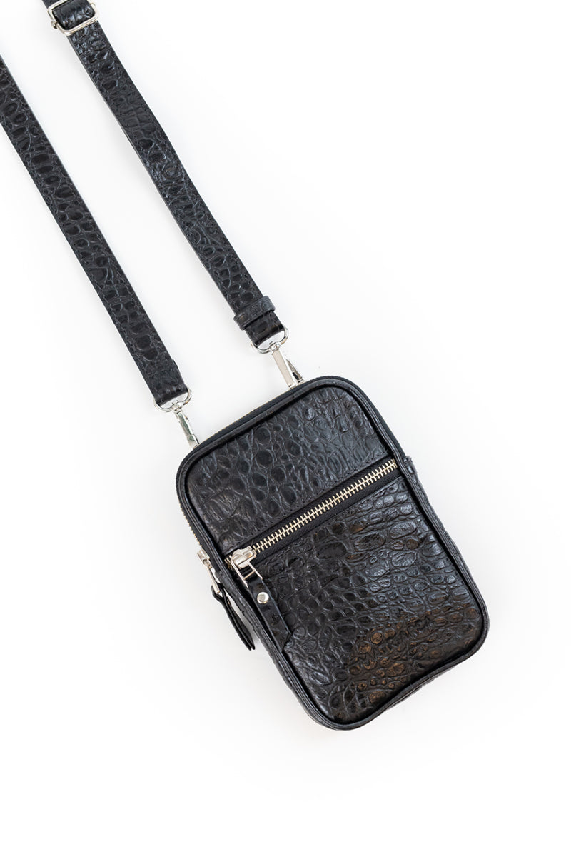Porta celular Mae <br/> negro croco