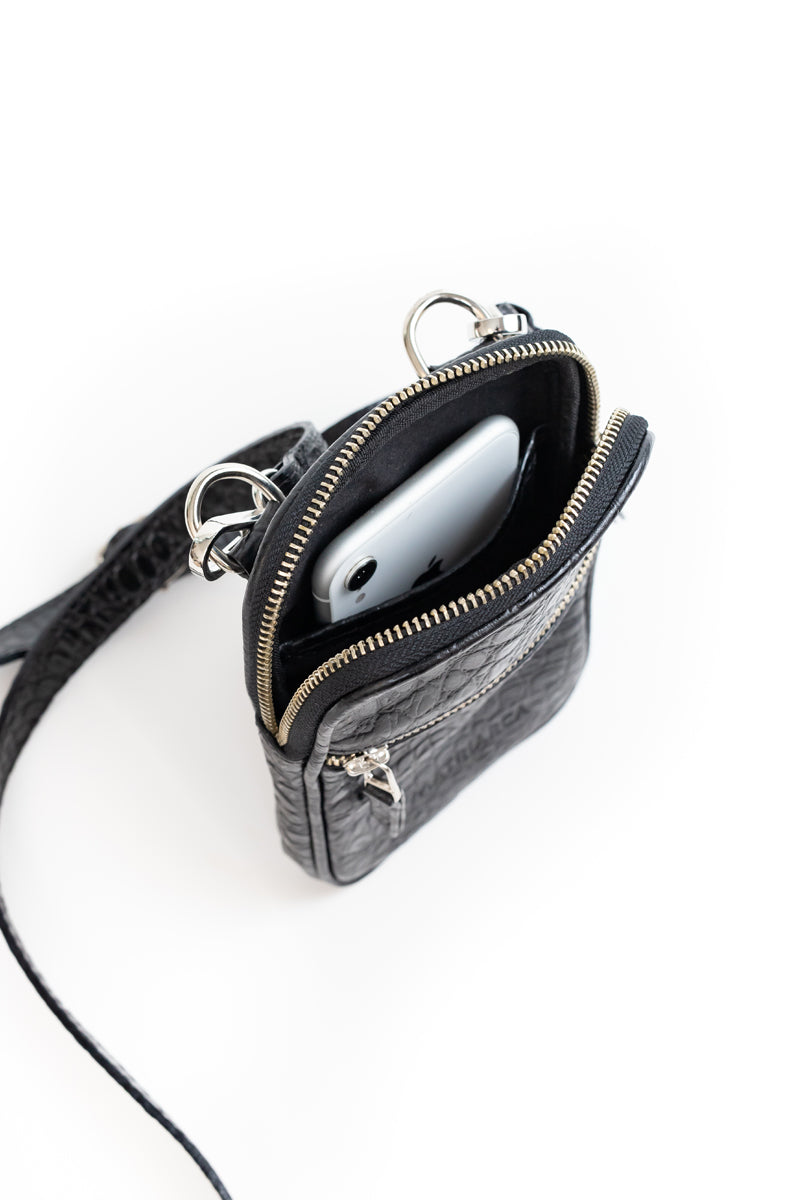 Porta celular Mae <br/> negro croco