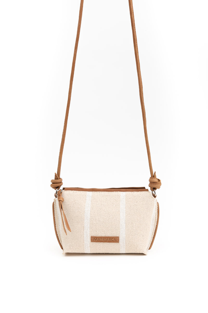 Cartera Lia <br/> Tela franjas blancas