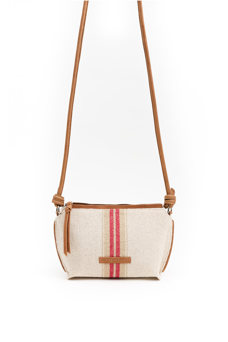 Cartera Lia <br/> Tela franjas rojas