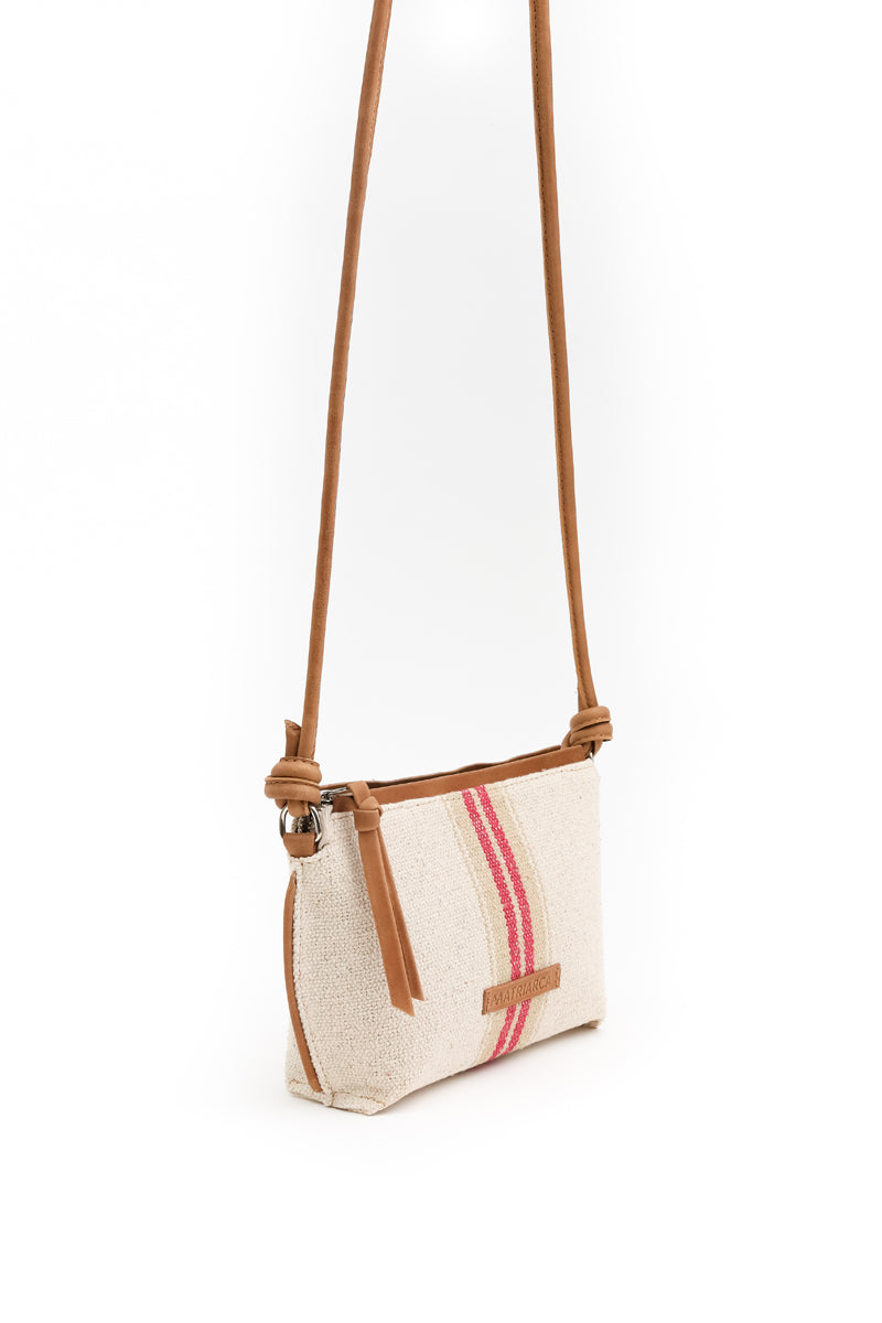 Cartera Lia <br/> Tela franjas rojas