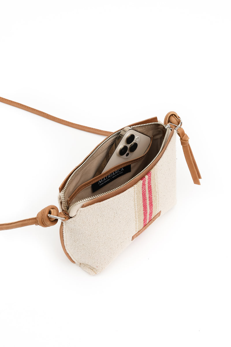 Cartera Lia <br/> Tela franjas rojas