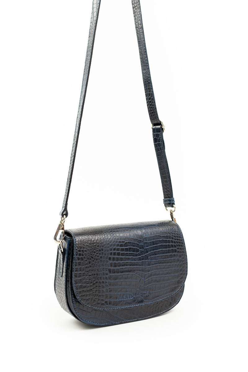 Cartera Amanda <br/> croco azul marino