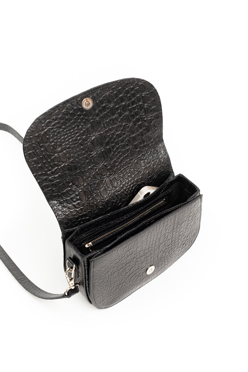 Cartera Amanda <br/> croco negro