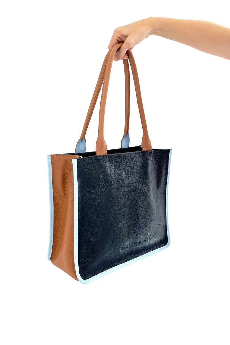 Cartera Bruna Tricolor <br/> Negra · camel · celeste