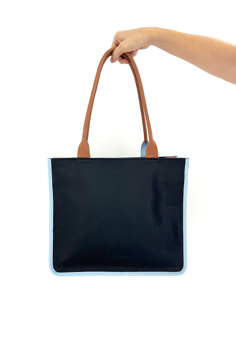Cartera Bruna Tricolor &lt;br/&gt; Negra · camel · celeste