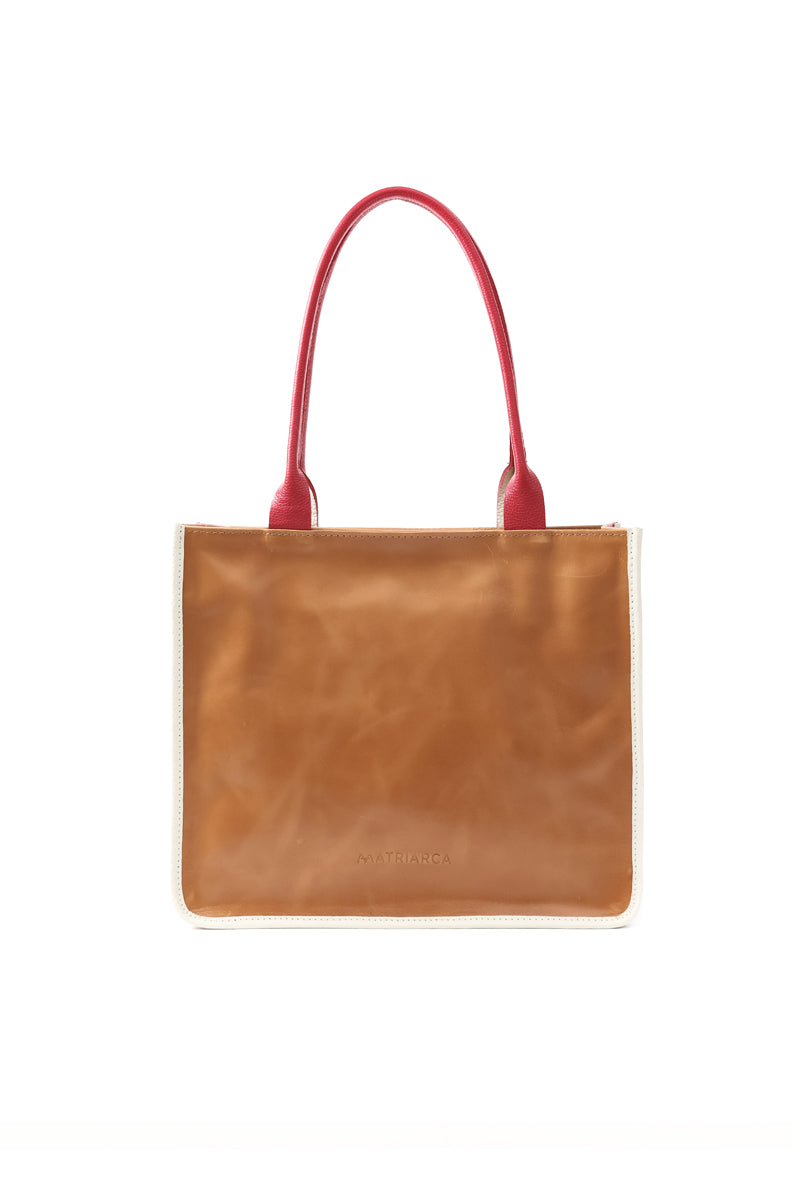 Cartera Bruna Tricolor &lt;br/&gt; Camel · roja · marfil