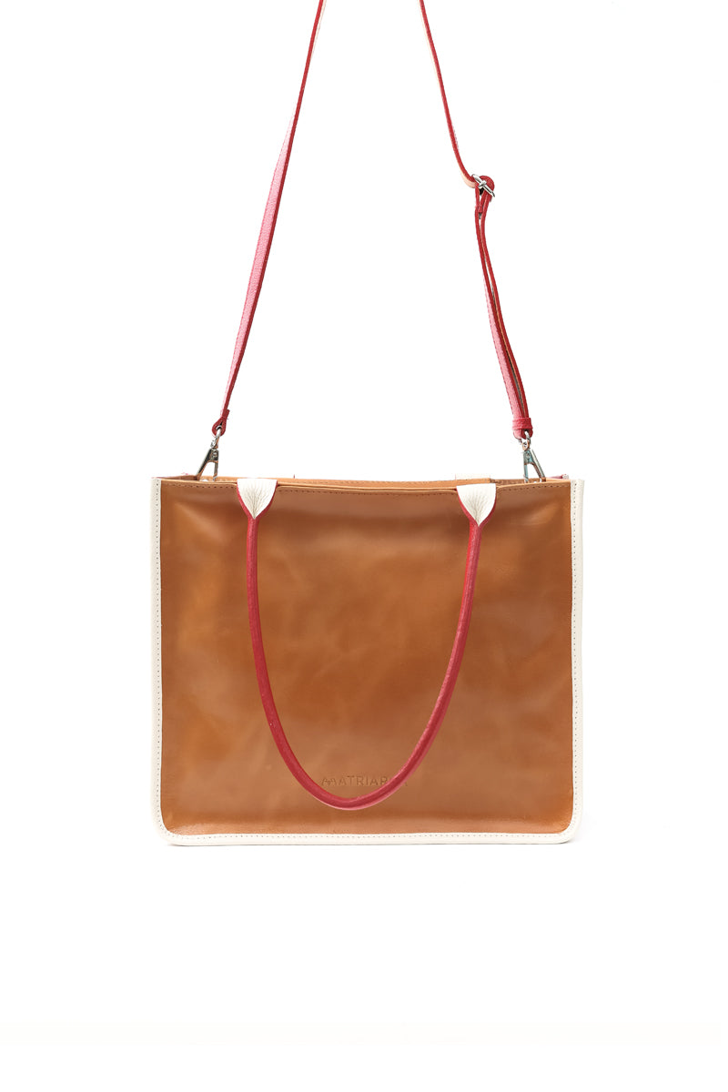 Cartera Bruna Tricolor &lt;br/&gt; Camel · roja · marfil