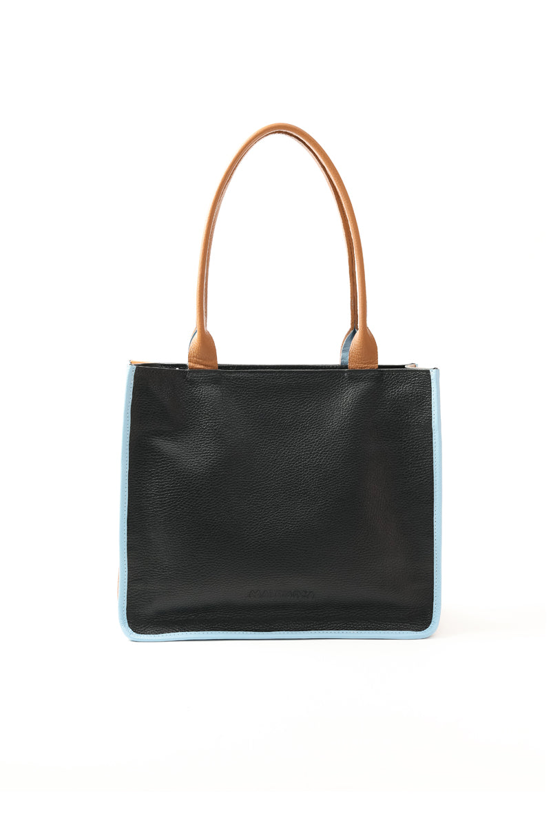 Cartera Bruna Tricolor &lt;br/&gt; Negra · camel · celeste