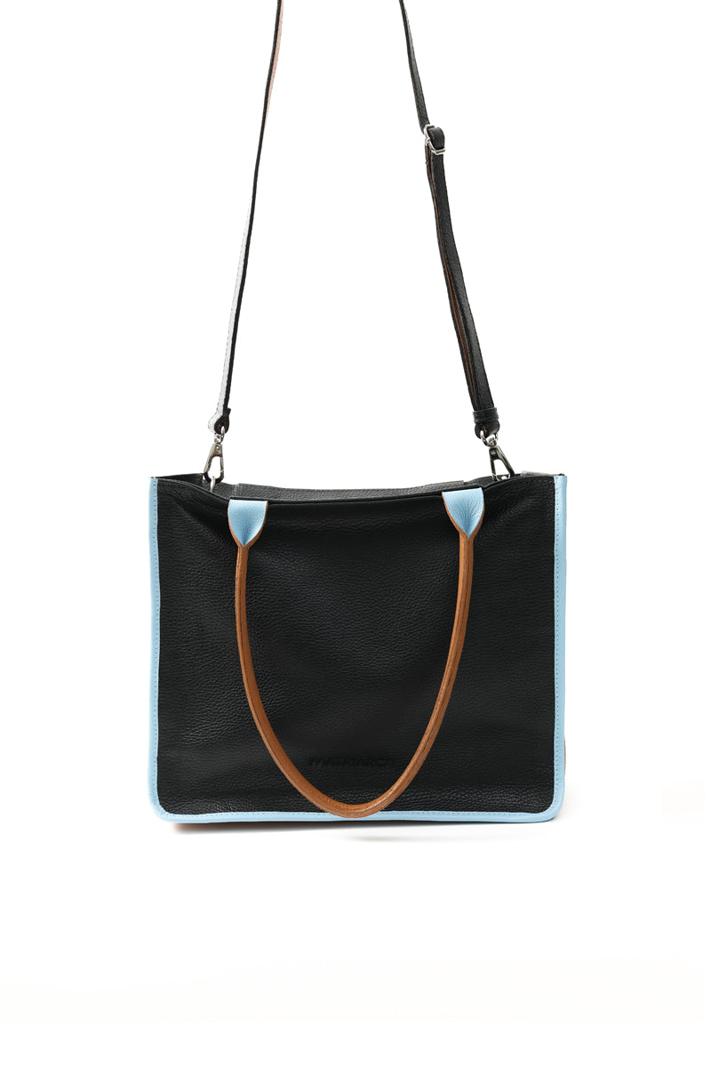 Cartera Bruna Tricolor <br/> Negra · camel · celeste