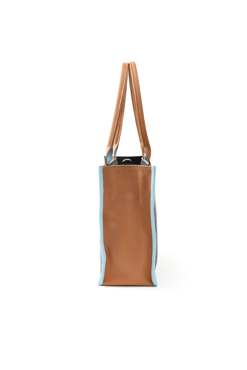 Cartera Bruna Tricolor &lt;br/&gt; Negra · camel · celeste