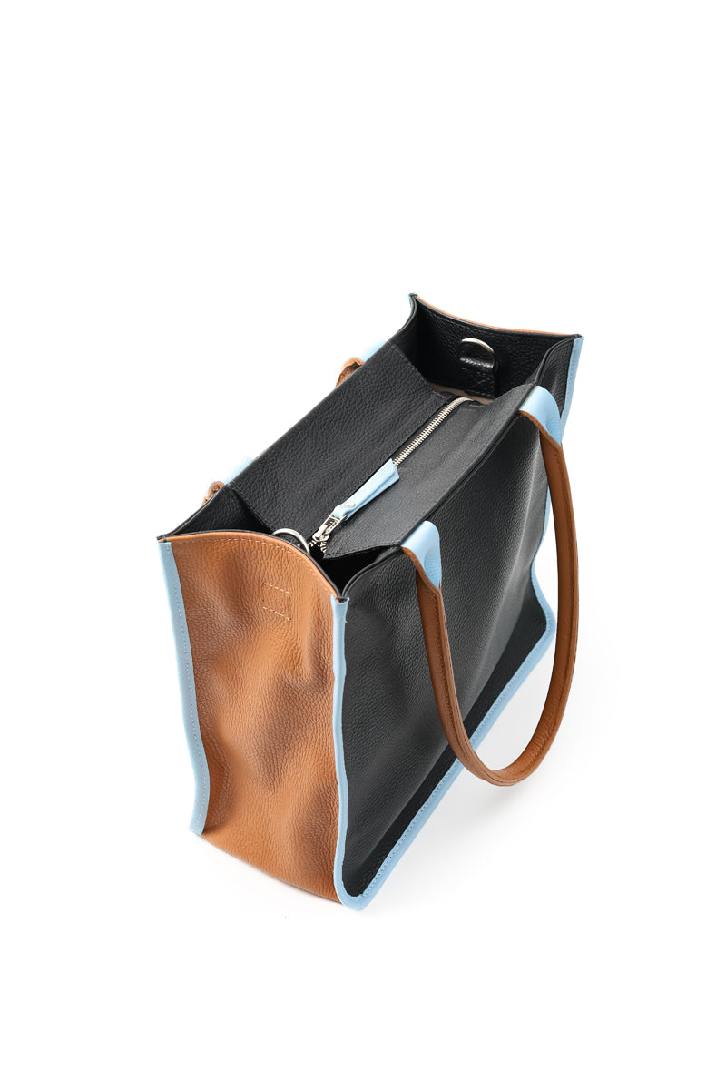 Cartera Bruna Tricolor <br/> Negra · camel · celeste