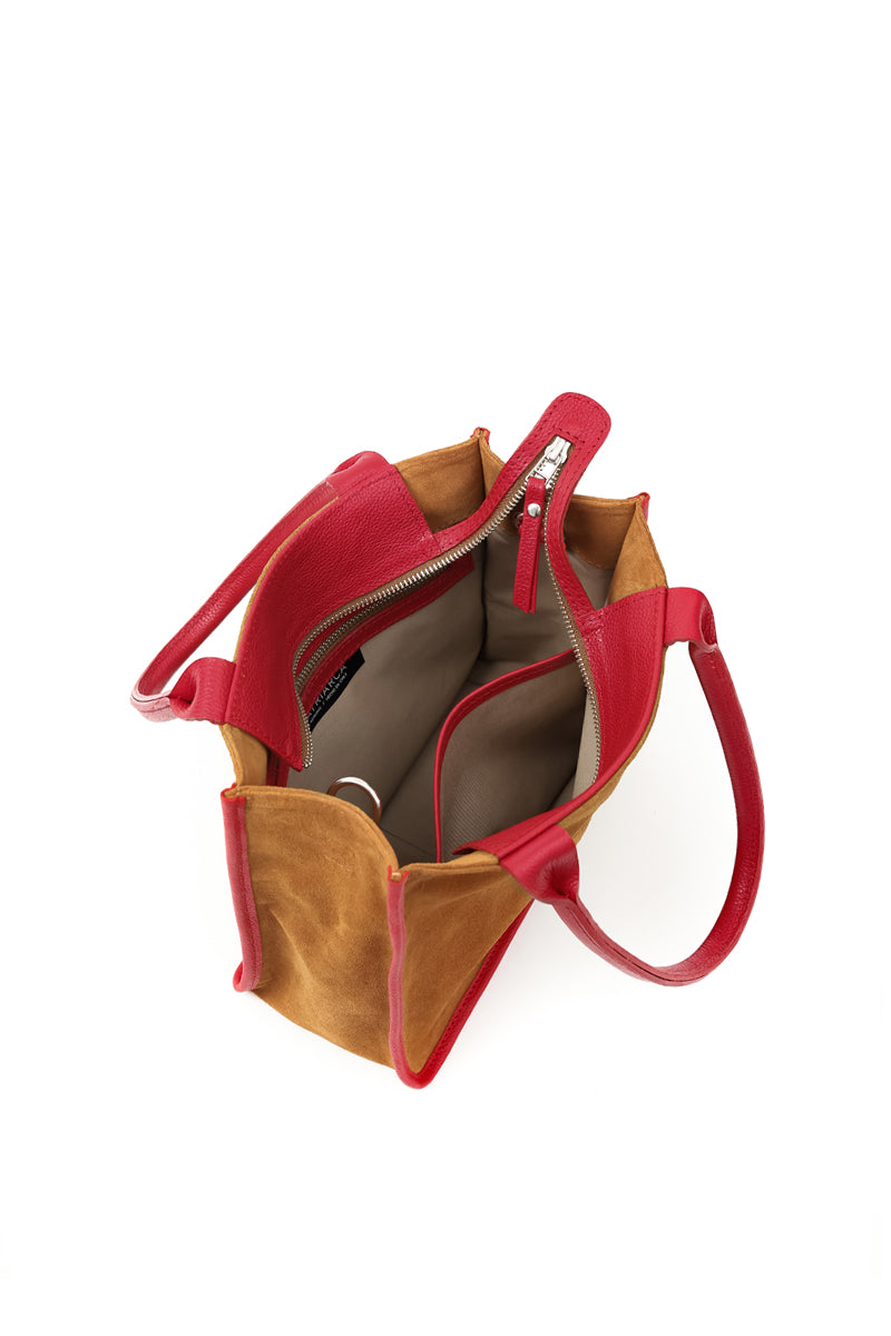 Cartera Teresa &lt;br/&gt; Camel con rojo