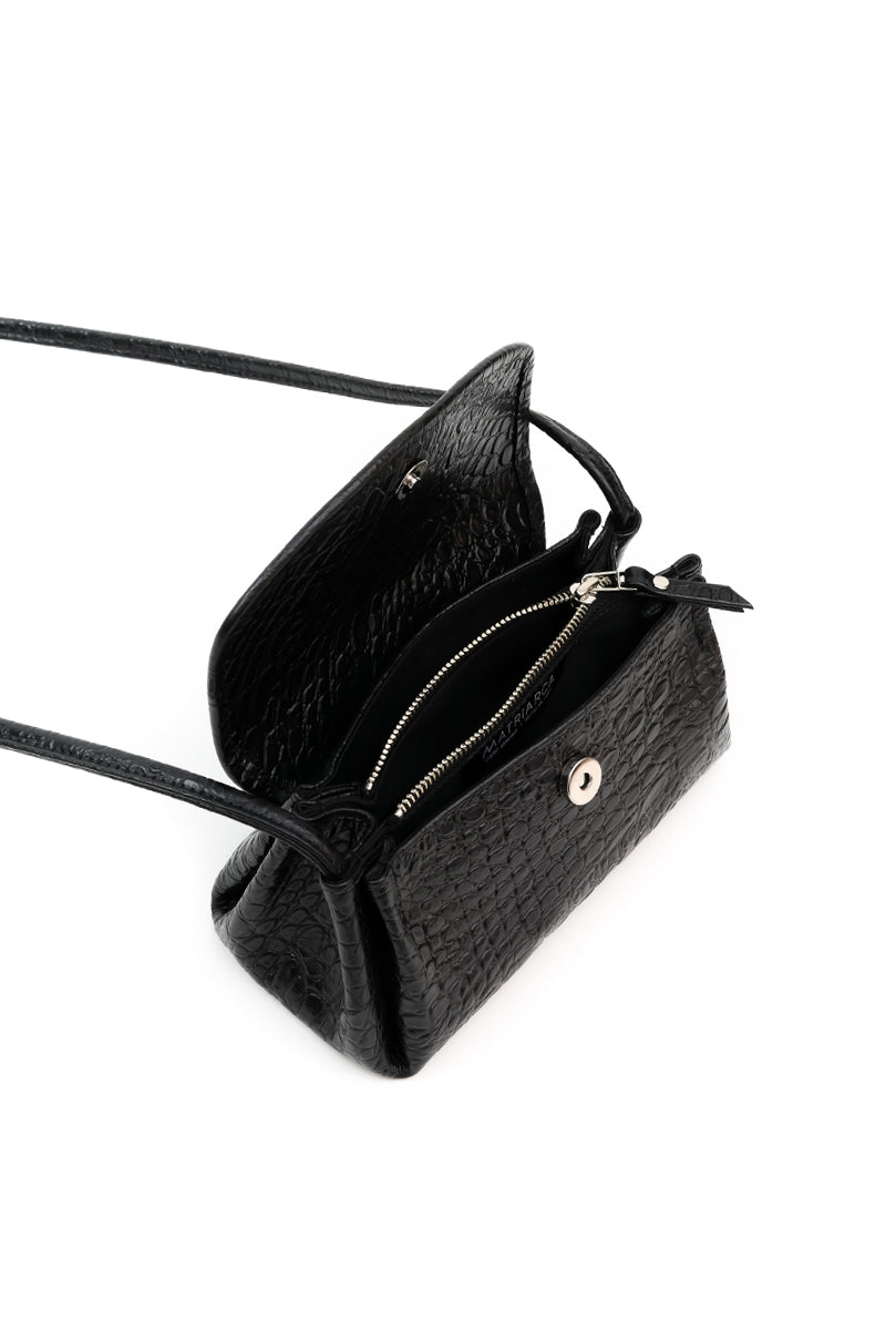 Cartera Zoe <br/> croco negro