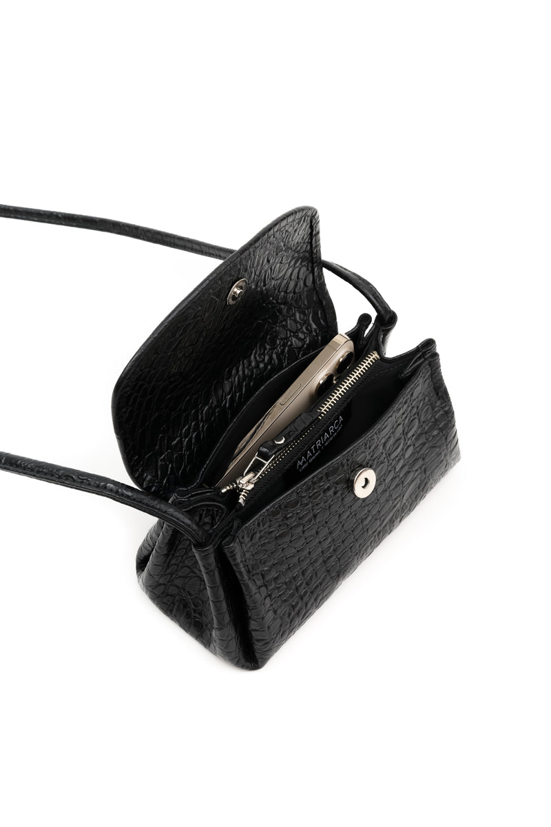 Cartera Zoe <br/> croco negro