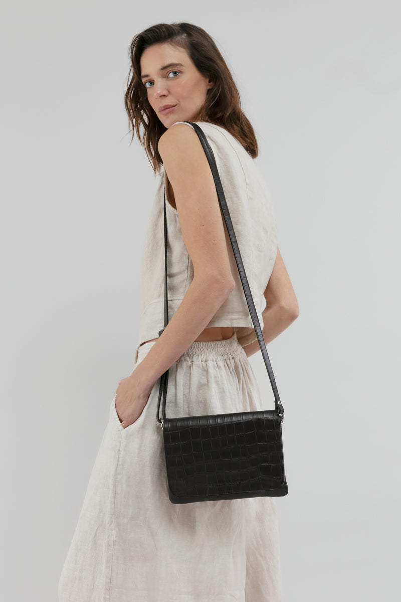 Cartera Jose <br/> Croco Negro