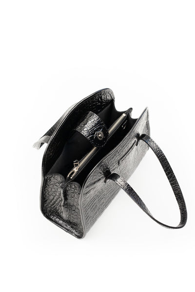 Cartera Josefa <br/> Croco Richato Negro