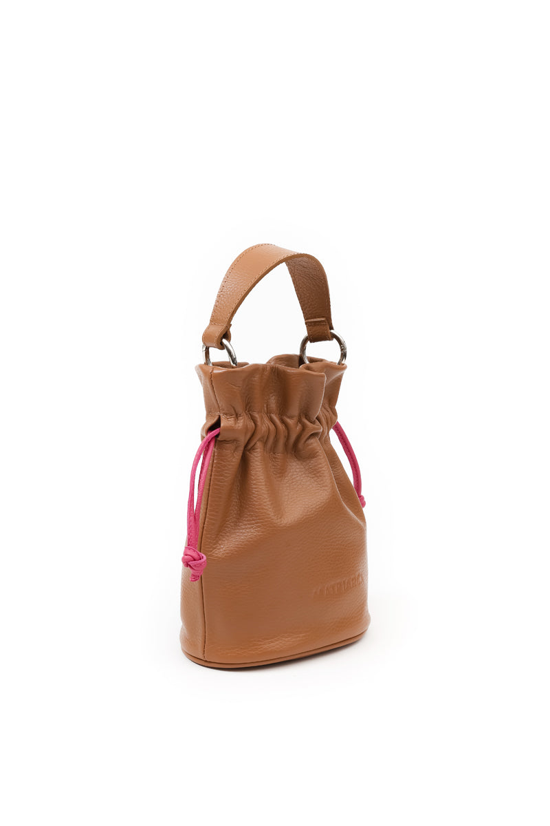 Cartera Aurora <br/> Camel con fucsia