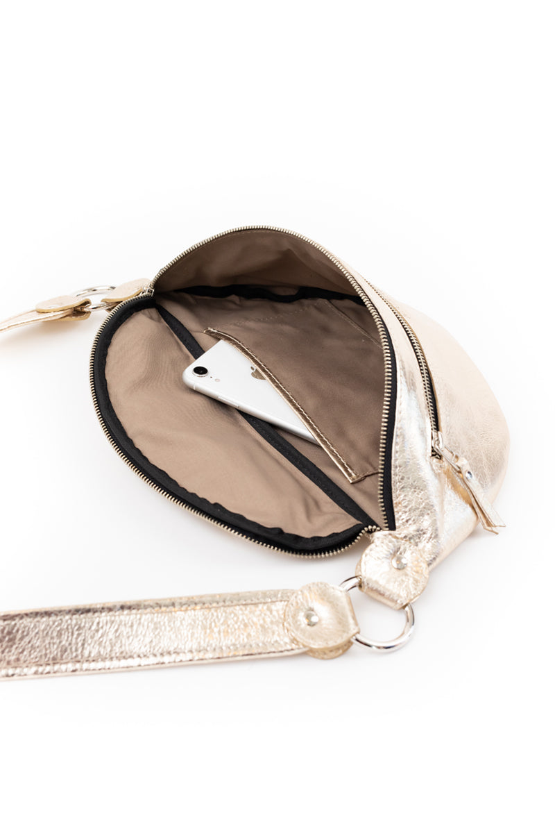 Riñonera Filippa <br/> Dorado Champaña craque