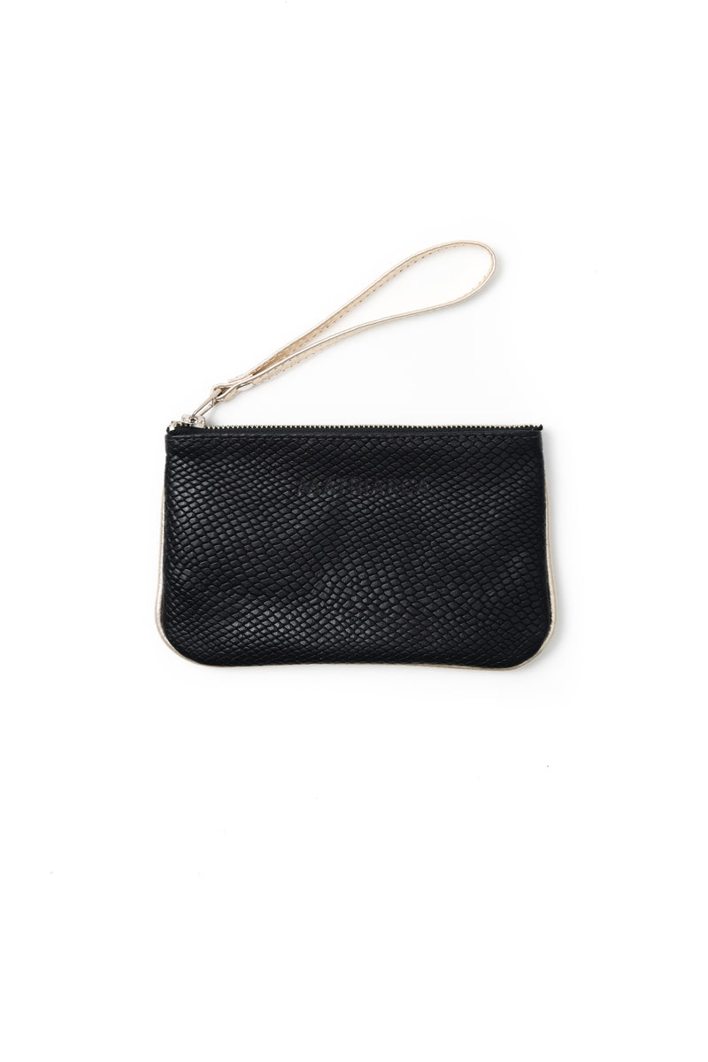Mini Clutch<br/> Negro texturado con dorado