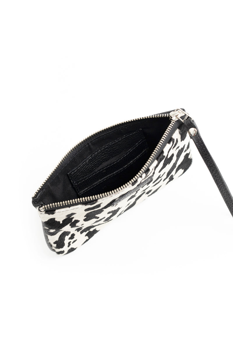 Mini Clutch<br/> Pelo blanco y negro