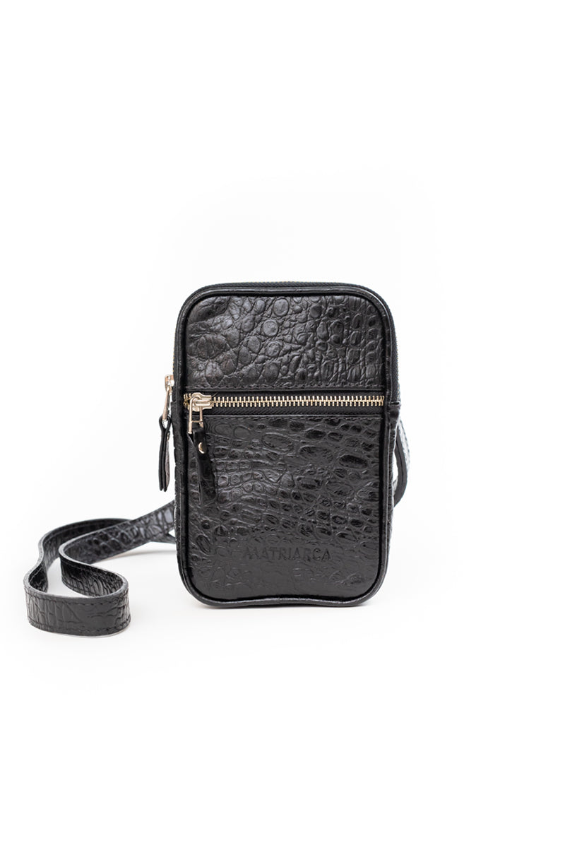 Porta celular Mae &lt;br/&gt; negro croco