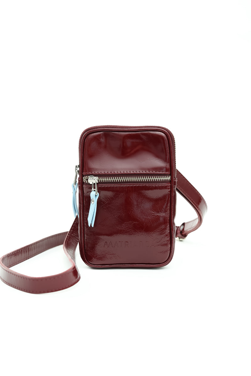 Porta celular Mae <br/> richato burdeo con celeste