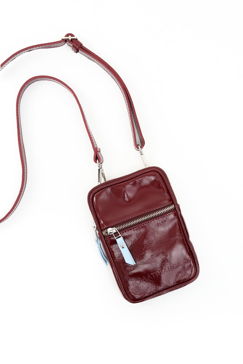 Porta celular Mae <br/> richato burdeo con celeste