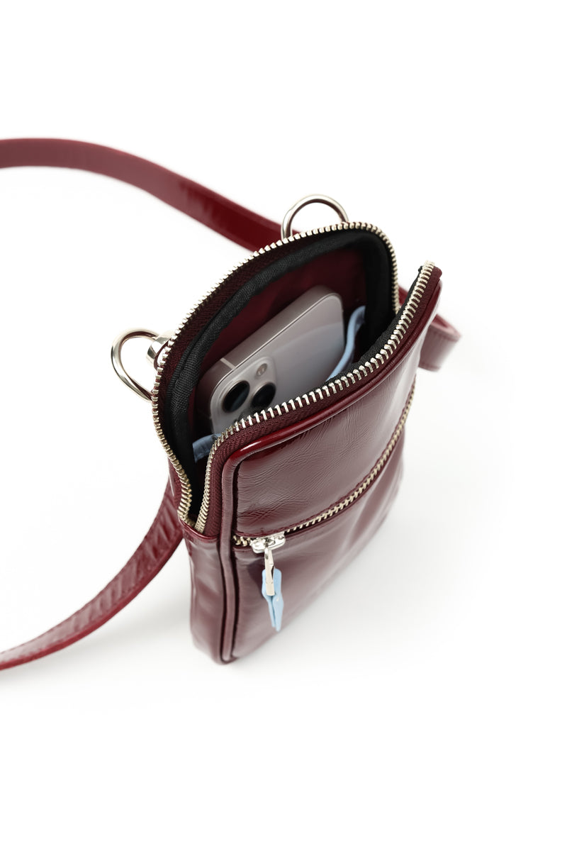 Porta celular Mae <br/> richato burdeo con celeste