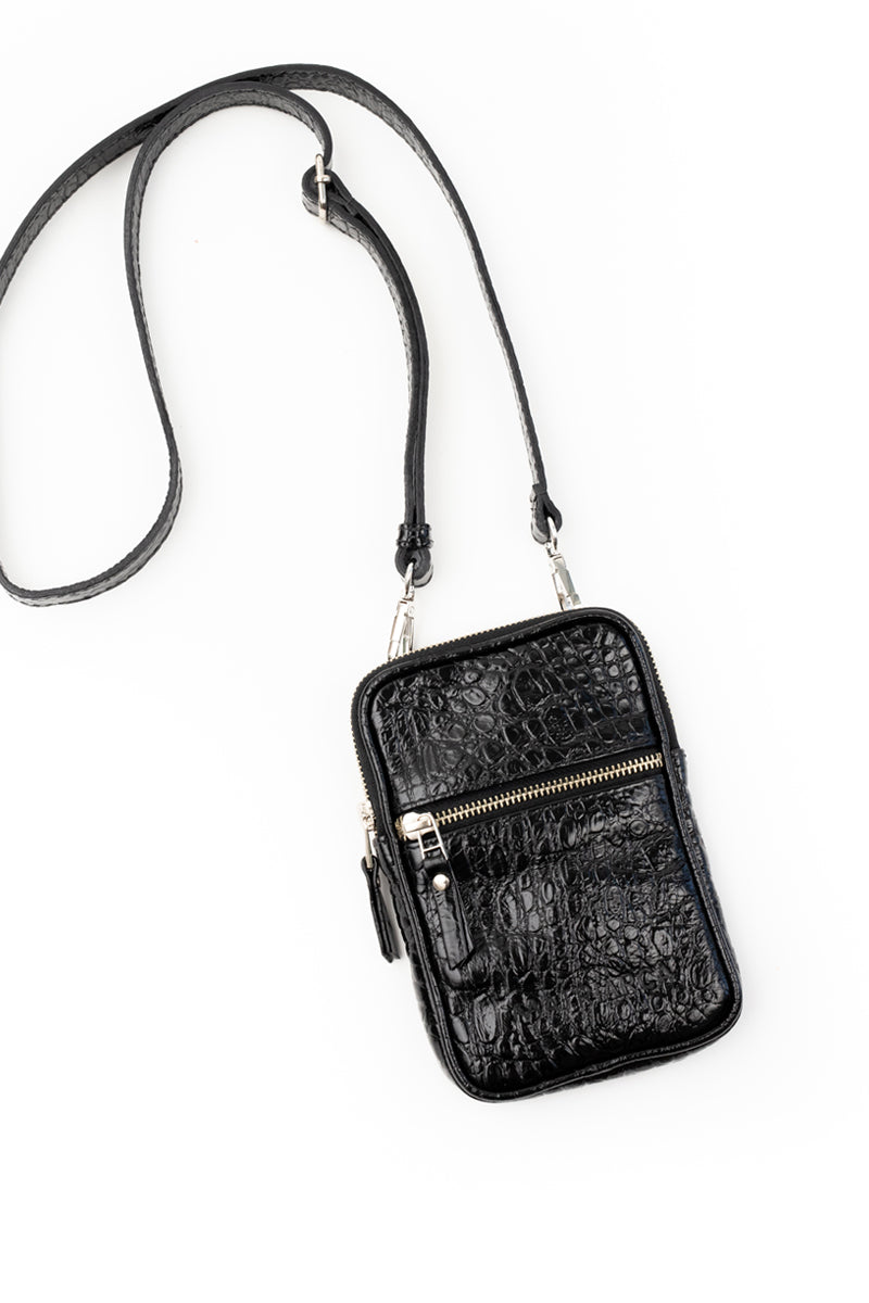 Porta celular Mae <br/> Richato negro croco