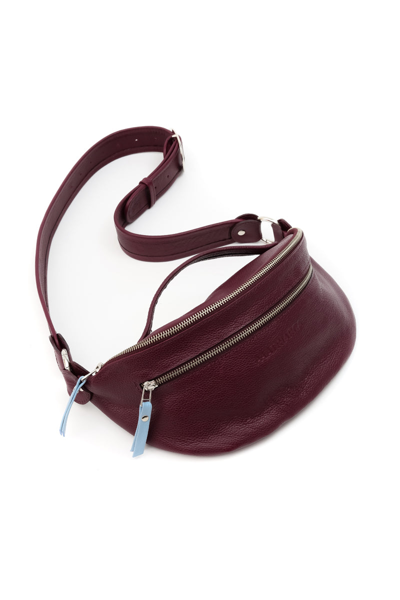 Riñonera Filippa <br/> Burdeo con celeste