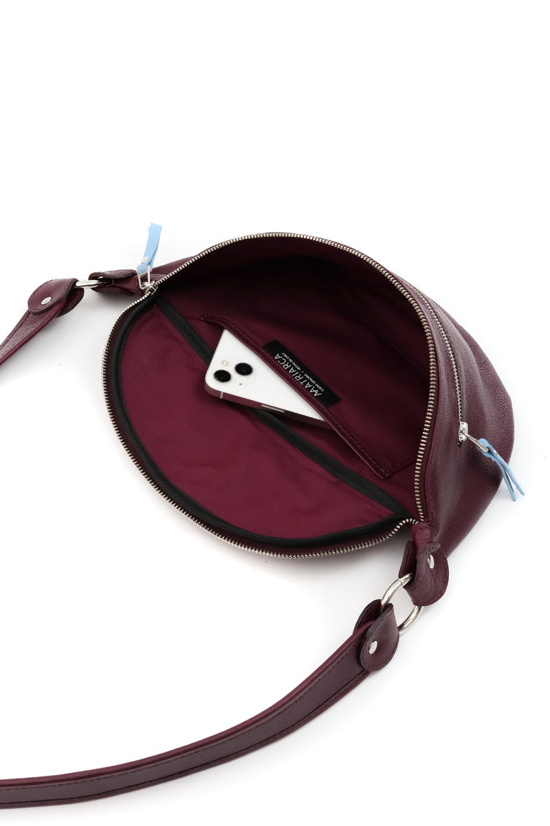 Riñonera Filippa <br/> Burdeo con celeste