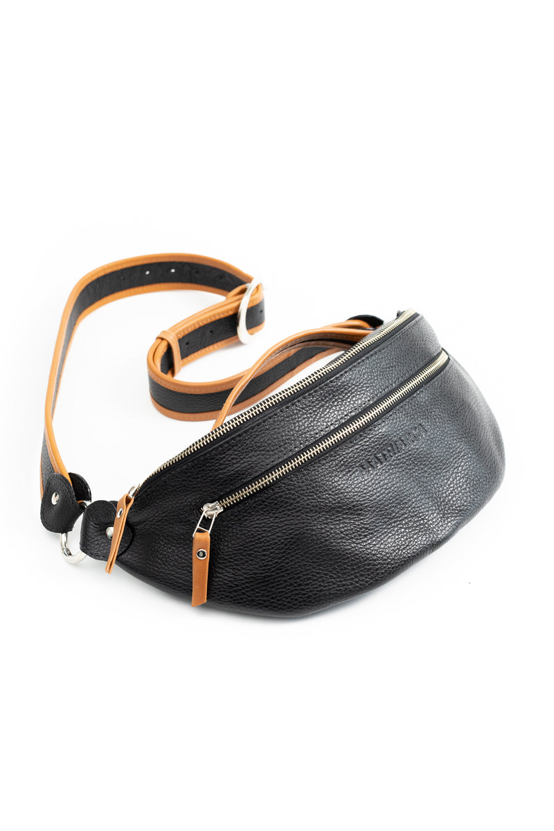 Riñonera Filippa &lt;br/&gt; Negra con camel