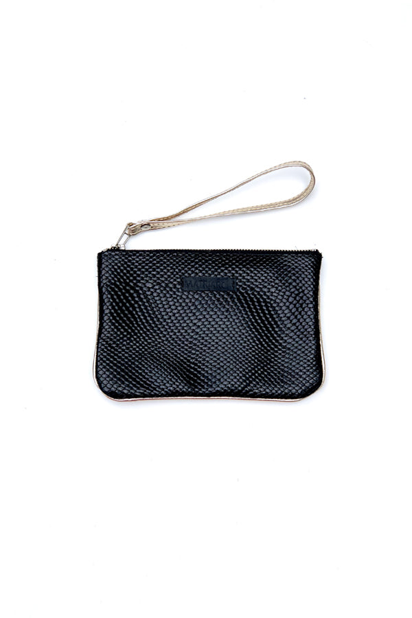 Mini Clutch&lt;br/&gt; Negro texturado con dorado