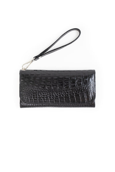 Billetera Petra <br/> Caimán negro con champaña