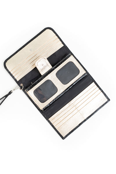 Billetera Petra <br/> Caimán negro con champaña