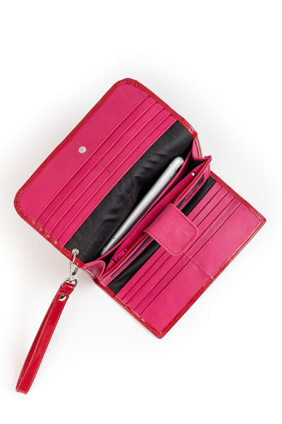 Billetera Petra <br/> Richato rojo con Fucsia