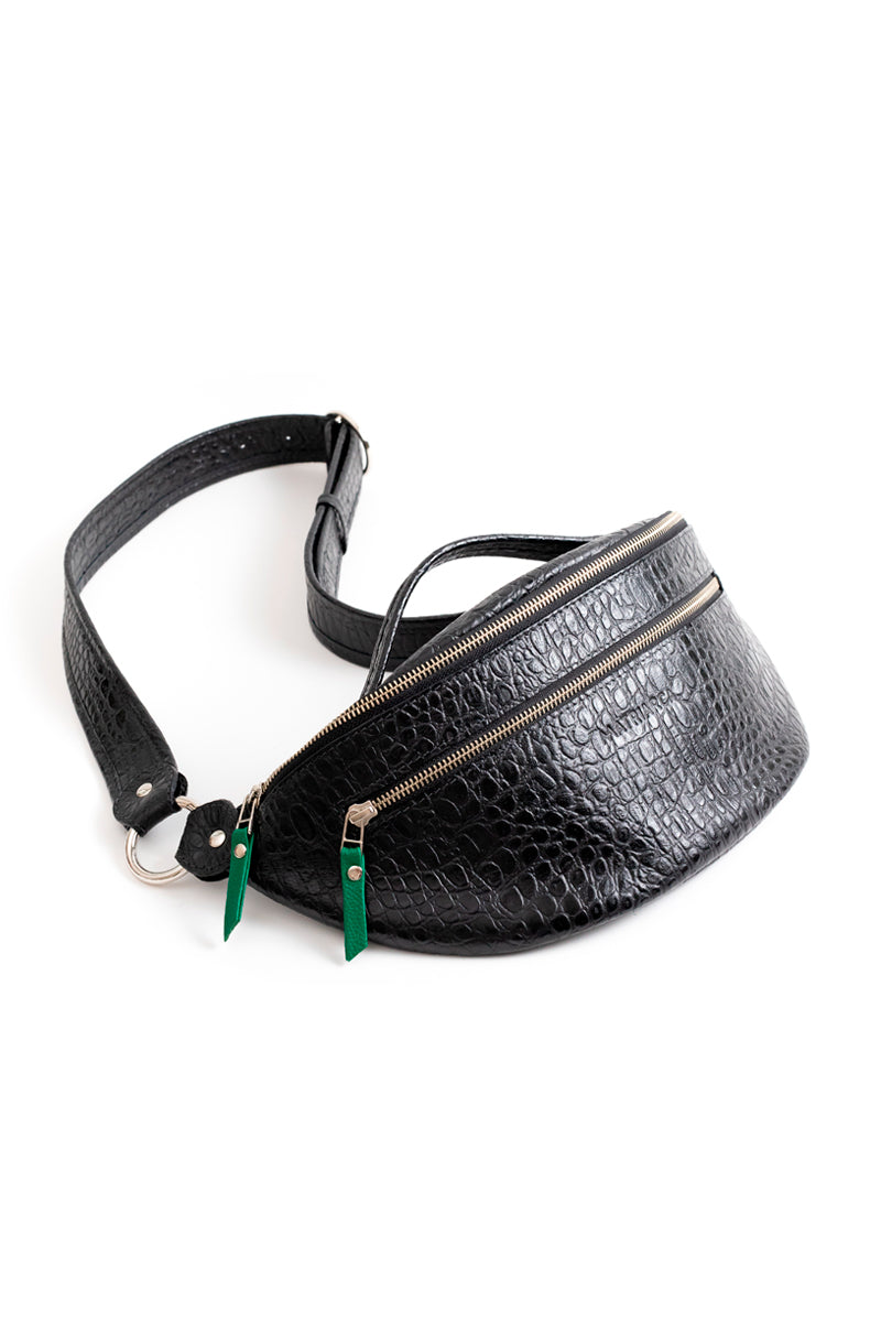 Riñonera Filippa <br/> Croco Negro
