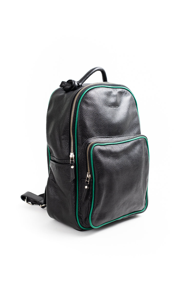 Mochila Olivia <br/> Negra con vivo Verde