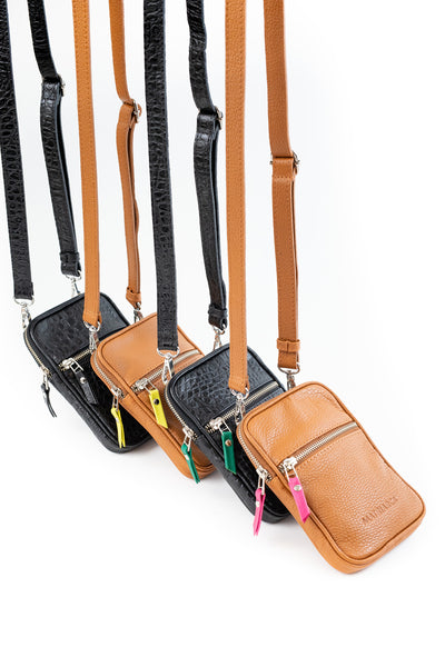 Porta celular Mae <br/> camel con lima